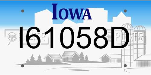 I61058D Iowa License Plate