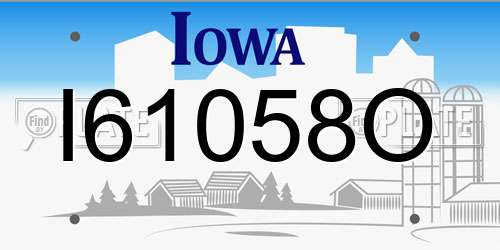 I61058O Iowa License Plate