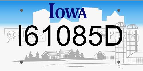 I61085D Iowa License Plate