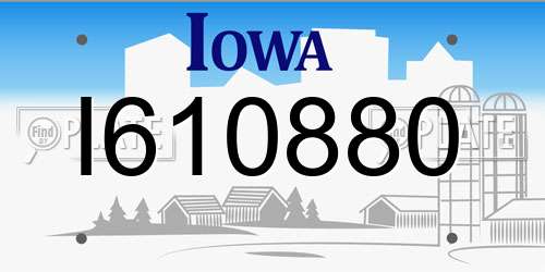 I610880 Iowa License Plate