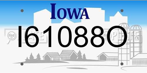 I61088O Iowa License Plate