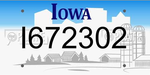 I672302 Iowa License Plate