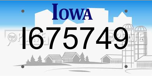 I675749 Iowa License Plate