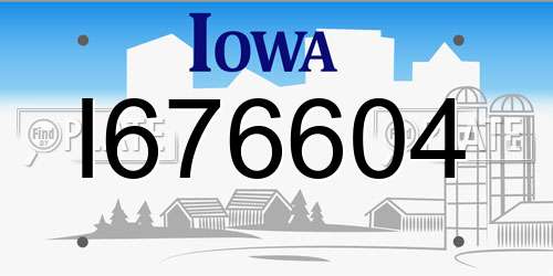 I676604 Iowa License Plate