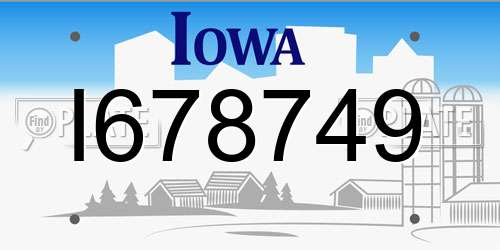 I678749 Iowa License Plate