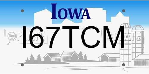 I67TCM Iowa License Plate