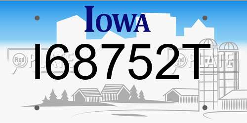 I68752T Iowa License Plate
