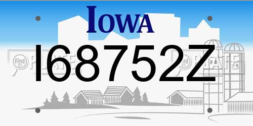 I68752Z Iowa License Plate
