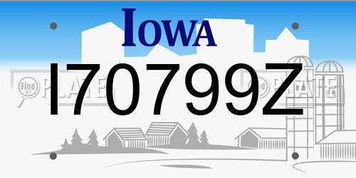 I70799Z Iowa License Plate