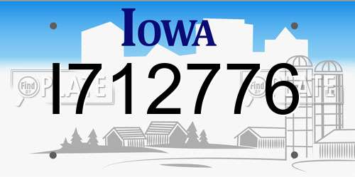 I712776 Iowa License Plate