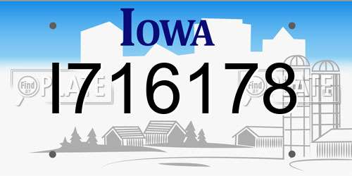 I716178 Iowa License Plate