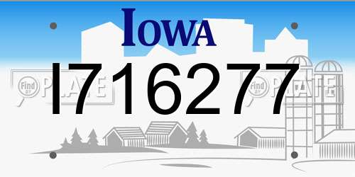 I716277 Iowa License Plate