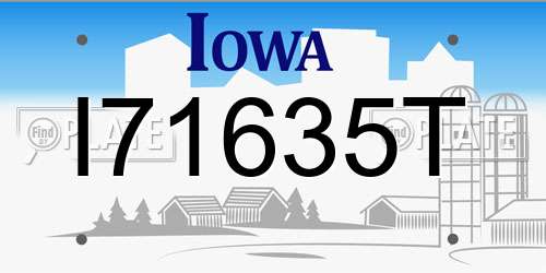 I71635T Iowa License Plate
