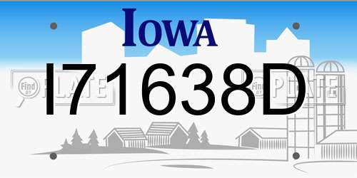 I71638D Iowa License Plate