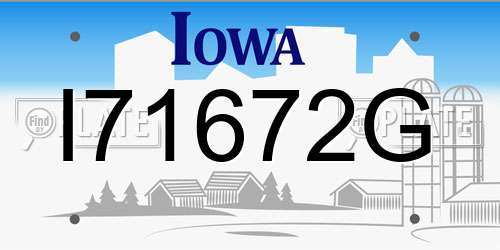I71672G Iowa License Plate