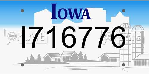 I716776 Iowa License Plate