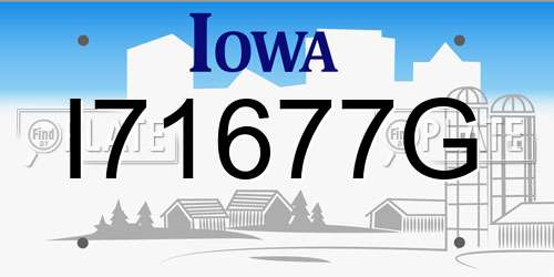 I71677G Iowa License Plate