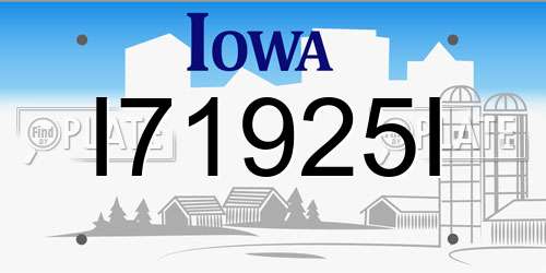 I71925I Iowa License Plate
