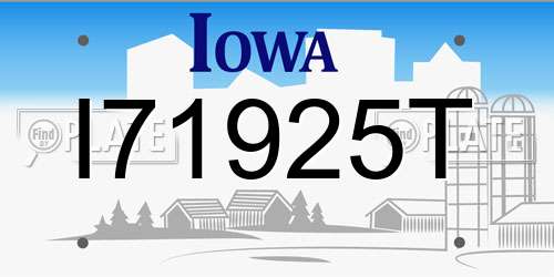 I71925T Iowa License Plate