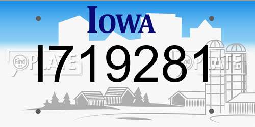 I719281 Iowa License Plate