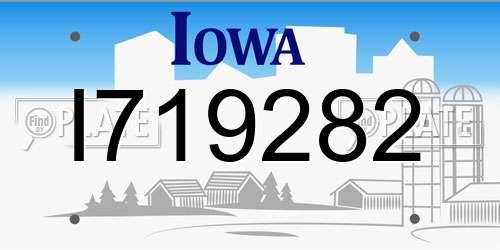 I719282 Iowa License Plate