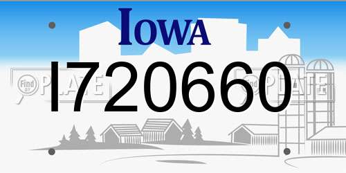 I720660 Iowa License Plate