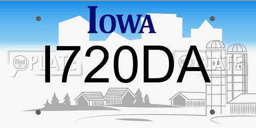 I720DA Iowa License Plate