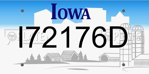 I72176D Iowa License Plate