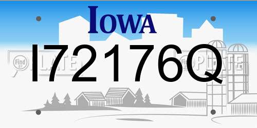 I72176Q Iowa License Plate