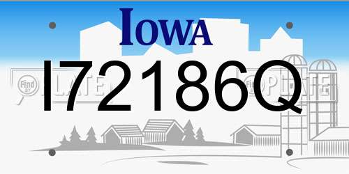 I72186Q Iowa License Plate