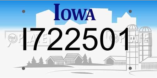 I722501 Iowa License Plate