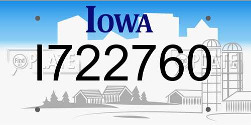 I722760 Iowa License Plate
