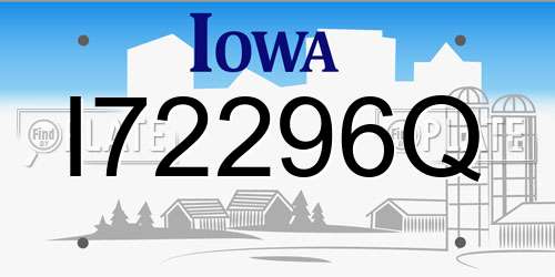 I72296Q Iowa License Plate