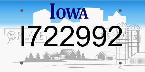 I722992 Iowa License Plate