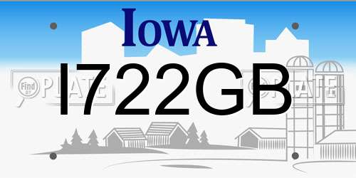 I722GB Iowa License Plate