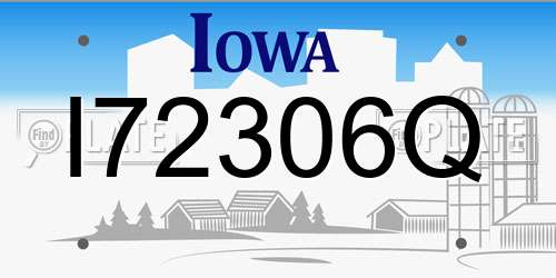 I72306Q Iowa License Plate