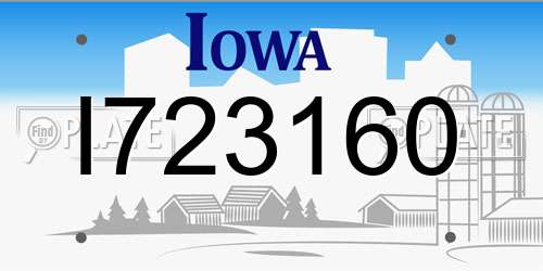 I723160 Iowa License Plate