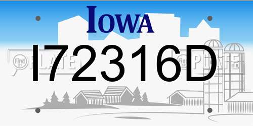 I72316D Iowa License Plate