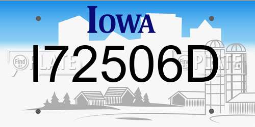 I72506D Iowa License Plate