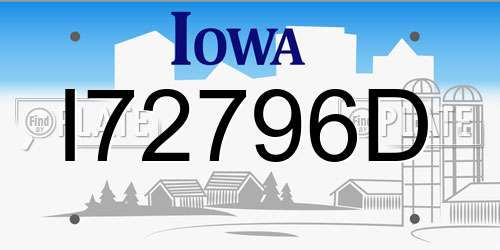 I72796D Iowa License Plate