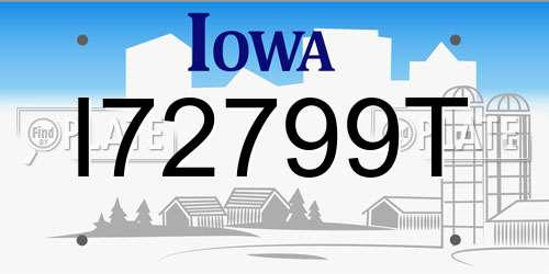 I72799T Iowa License Plate
