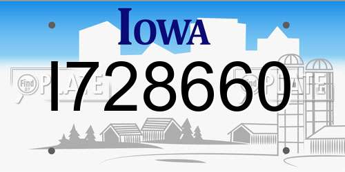 I728660 Iowa License Plate