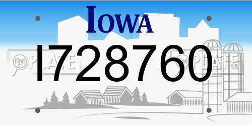 I728760 Iowa License Plate
