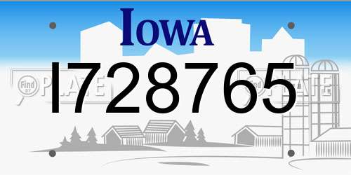 I728765 Iowa License Plate