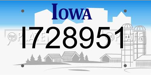I728951 Iowa License Plate