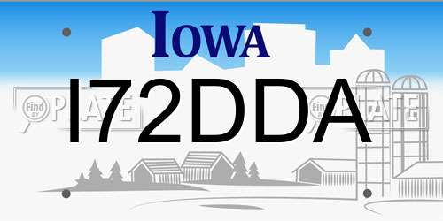 I72DDA Iowa License Plate