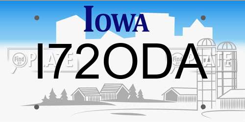 I72ODA Iowa License Plate