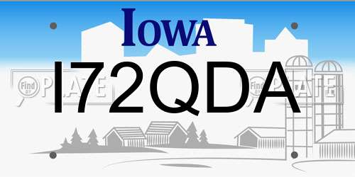 I72QDA Iowa License Plate