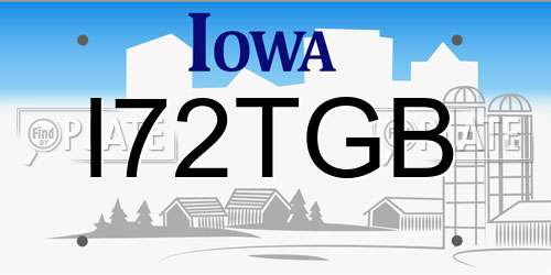 I72TGB Iowa License Plate