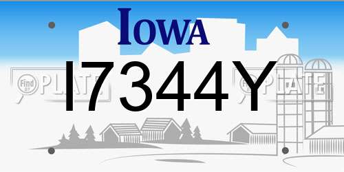 I7344Y Iowa License Plate